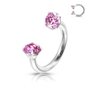 Piercing Street Piercing oreille fer a cheval zirconium rose - Argente