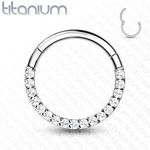 Piercing Street Piercing anneau segment titane strass blanc face (oreille, daith, septum) - Argente