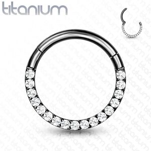 Piercing Street Piercing anneau segment titane noir strass blanc face (oreille, daith, septum) - Noir