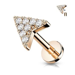 Piercing Street Piercing labret oreille chevron pave de strass acier rose - Or Rose