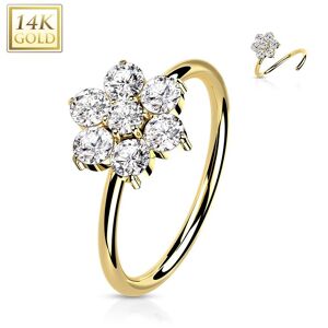 Piercing Street Piercing nez anneau Or jaune 14 carats fleur zirconium blanc - Dore