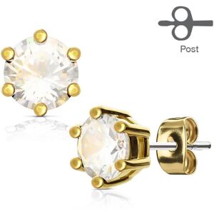 Piercing Street Paire Boucles d'oreille plaque or zirconium blanc - Dore