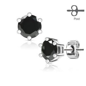 Piercing Street Paire Boucles d'oreille acier zirconium noir - Argente