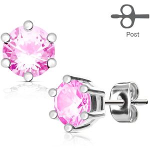 Piercing Street Paire Boucles d'oreille acier zirconium rose - Argenté - Publicité