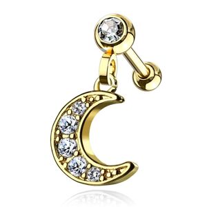 Piercing Street Piercing cartilage oreille pendentif croissant de lune plaque or - Dore