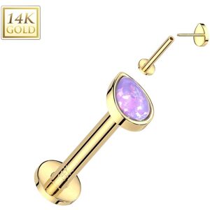 Piercing Street Piercing labret oreille or jaune 14 carats goutte opale violette - Dore