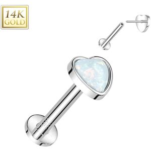 Piercing Street Piercing labret oreille or blanc 14 carats coeur opale blanche - Argente