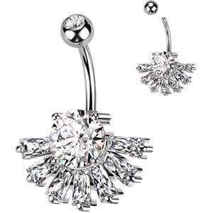 Piercing Street Piercing nombril grand eventail strass - Argente