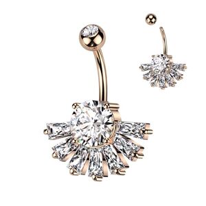 Piercing Street Piercing nombril grand eventail rose strass - Or Rose