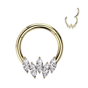 Piercing Street Piercing anneau segment acier dore cinq strass marquise (oreille, daith, septum) - Dore