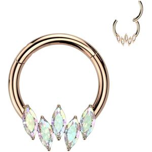 Piercing Street Piercing anneau segment acier rose cinq strass marquise (oreille, daith, septum) - Or Rose