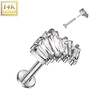 Piercing Street Piercing labret oreille or blanc 14 carats eventail baguettes - Argente