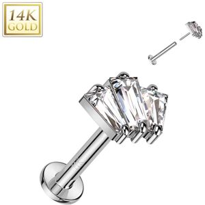 Piercing Street Piercing labret oreille or blanc 14 carats trois baguettes - Argente