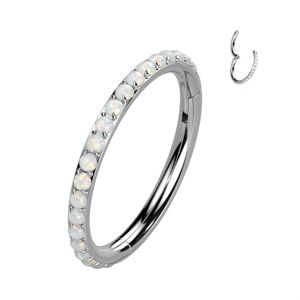 Piercing Street Piercing oreille anneau segment titane pave d'opalines - Argente