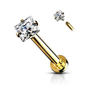 Piercing Street Piercing oreille labret dore pierre carree blanche - Dore