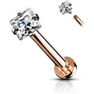 Piercing Street Piercing oreille labret rose pierre carree blanche - Or Rose