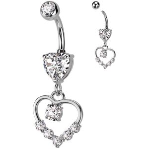 Piercing Street Piercing nombril pendentif coeur pave - Argente