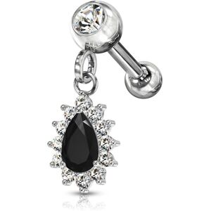 Piercing Street Piercing cartilage oreille pendentif poire strass noir - Argente