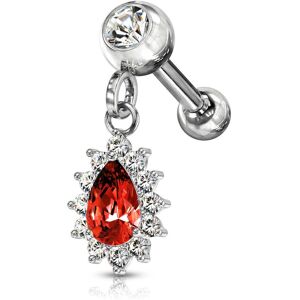 Piercing Street Piercing cartilage oreille pendentif poire strass rouge - Argente