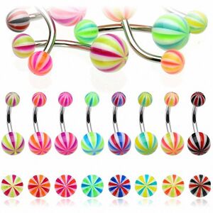 Piercing Street Lot de 8 piercing nombril boules candy tricolores - Multicolore