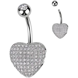 Piercing Street Piercing nombril coeur relief pave de strass - Argente