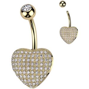 Piercing Street Piercing nombril dore coeur relief pave de strass - Dore