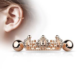 Piercing Street Piercing oreille helix manchette triple couronne plaque or rose - Or Rose