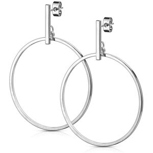 Piercing Street Paire Boucles d'oreille clous barre et pendentif cercle - Argente