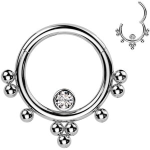 Piercing Street Piercing anneau argente cluster billes et zircon (oreille, septum) - Argente