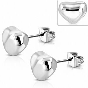 Piercing Street Paire Boucles d'oreille acier inoxydable coeur brillant - Argente