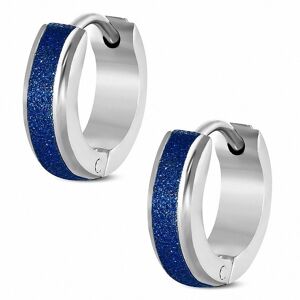 Piercing Street Paire boucles d'oreilles anneaux centre bleu sable - Argente