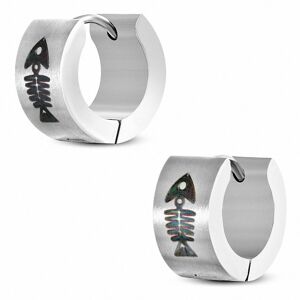 Piercing Street Paire boucles d'oreilles homme anneaux squelette de poisson - Argente