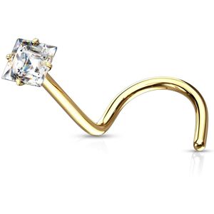 Piercing Street Piercing nez dore tige tire-bouchon zircon carre blanc - Dore