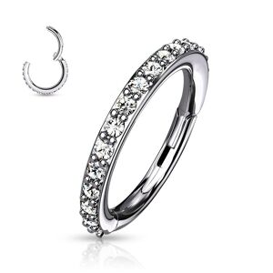 Piercing Street Piercing oreille anneau a charniere serti de strass blanc - Argente