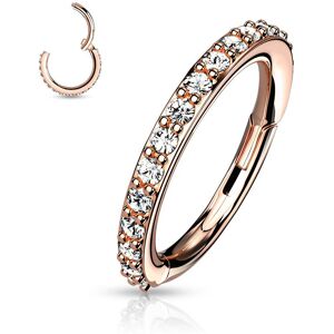 Piercing Street Piercing oreille anneau rose a charniere serti de strass blanc - Or Rose