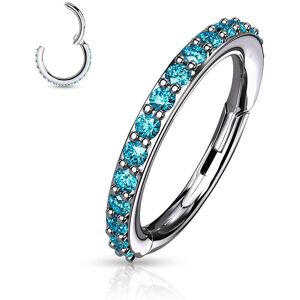 Piercing Street Piercing oreille anneau a charniere serti de strass turquoise - Argente