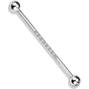 Piercing Street Piercing industriel oreille en acier ligne de strass blanc - Argente