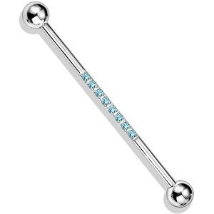 Piercing Street Piercing industriel oreille en acier ligne de strass turquoise - Argente