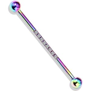 Piercing Street Piercing industriel oreille en acier multicolore ligne de strass blanc - Multicolore