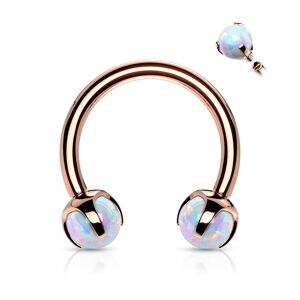 Piercing Street Piercing fer a cheval rose opale synthetique blanc (oreille, daith, septum) - Or Rose