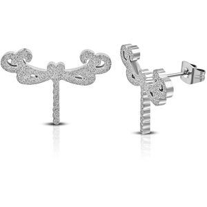 Piercing Street Paire Boucles d'oreille acier inoxydable libellule sablee - Argente