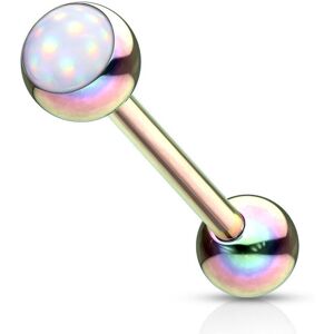 Piercing Street Piercing langue acier rainbow pierre lumineuse blanc - Multicolore