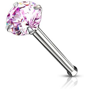 Piercing Street Piercing nez tige droite zircon rose serti a griffes - Argente