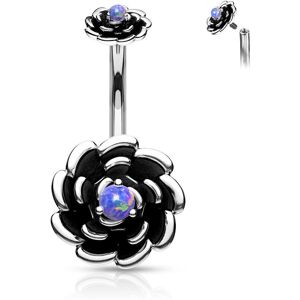 Piercing Street Piercing nombril fleur noire a opale violette - Argente