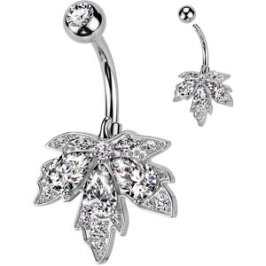 Piercing Street Piercing nombril feuille d'erable strass - Argente