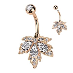 Piercing Street Piercing nombril feuille d'erable rosee strass - Or Rose