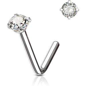 Piercing Street Piercing nez tige L pierre ronde griffes blanc - Argente