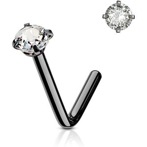 Piercing Street Piercing nez tige L noir pierre ronde griffes blanc - Noir