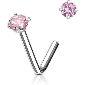 Piercing Street Piercing nez tige L pierre ronde griffes rose - Argente