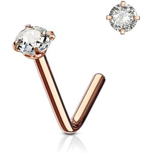 Piercing Street Piercing nez tige L rose pierre ronde griffes blanc - Or Rose